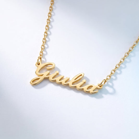Collana con nome in corsivo placcata oro 18K, idea regalo per l'amica