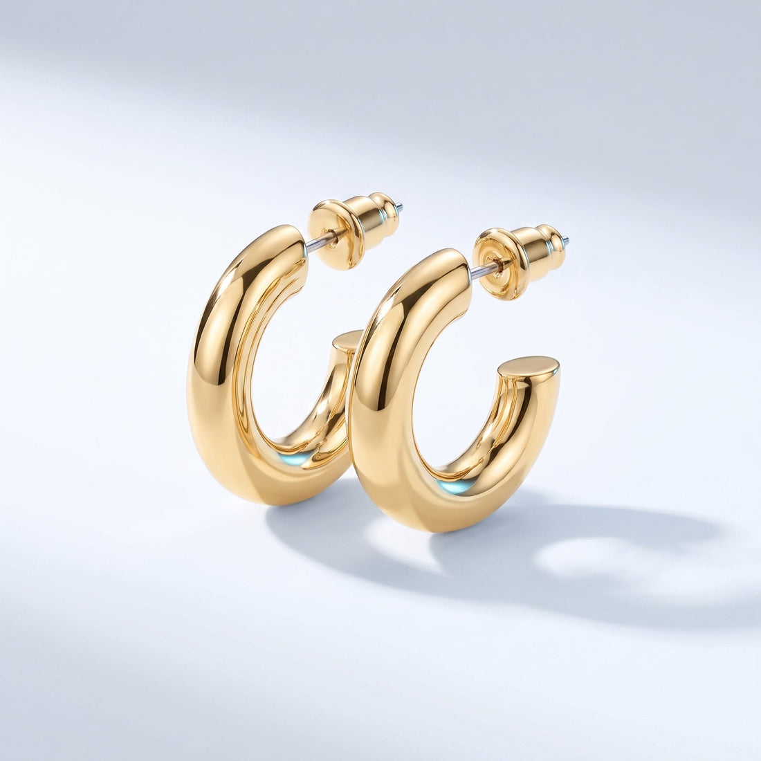 Orecchini a cerchio placcati oro 18K da abbinare in ufficio