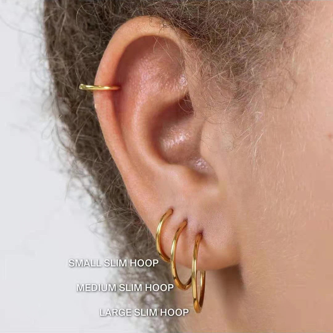 14K Gold-Plated Minimalist Hoop Earrings: Classic Elegance in Every Size