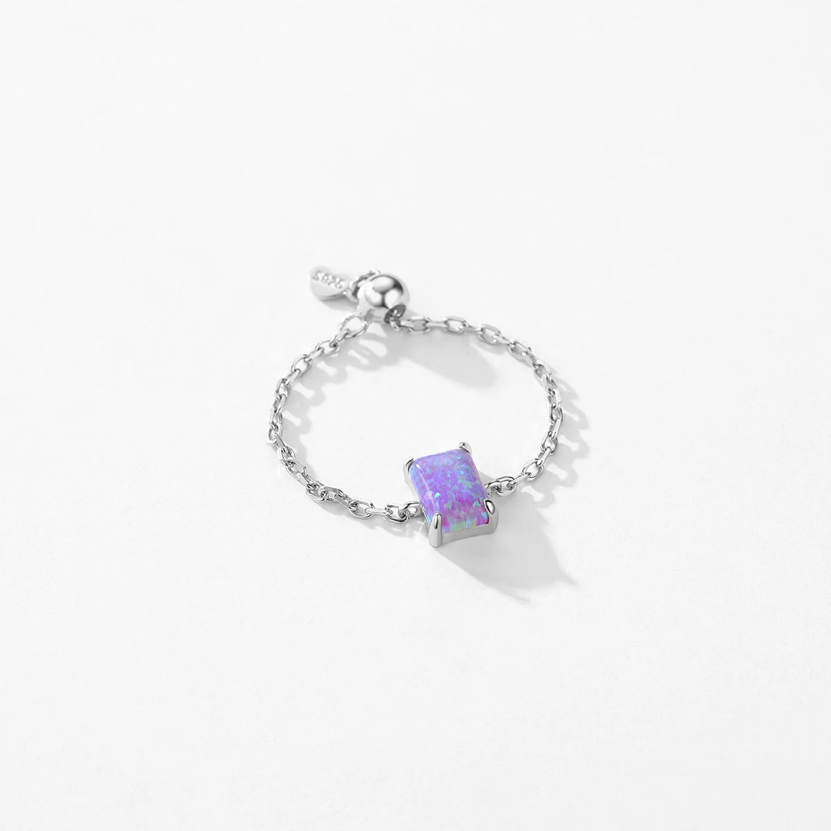 Purple Opal Rectangle Chain Adjustable Ring