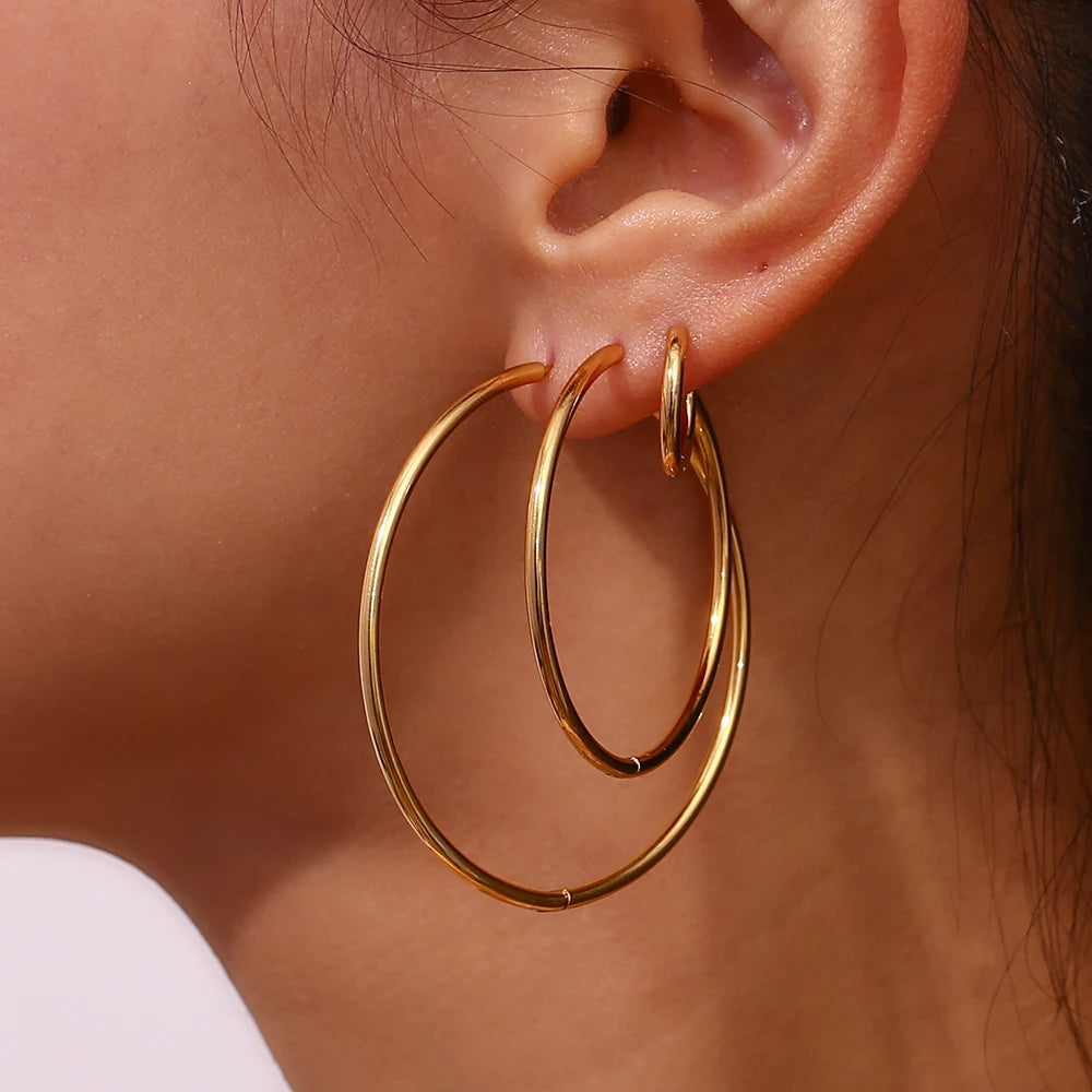 14K Gold-Plated Minimalist Hoop Earrings: Classic Elegance in Every Size