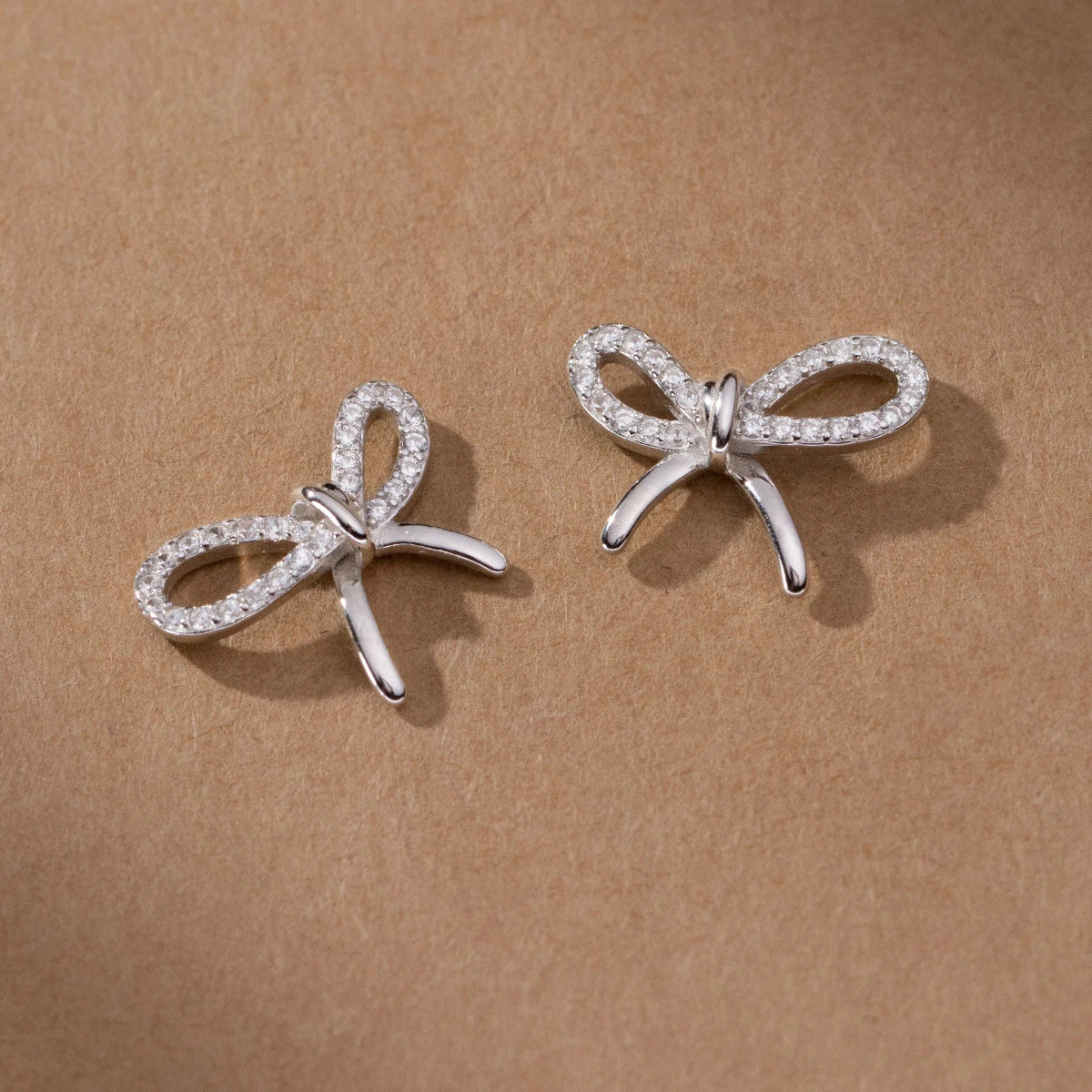 Elegant Pave Bowknot Stud Earrings