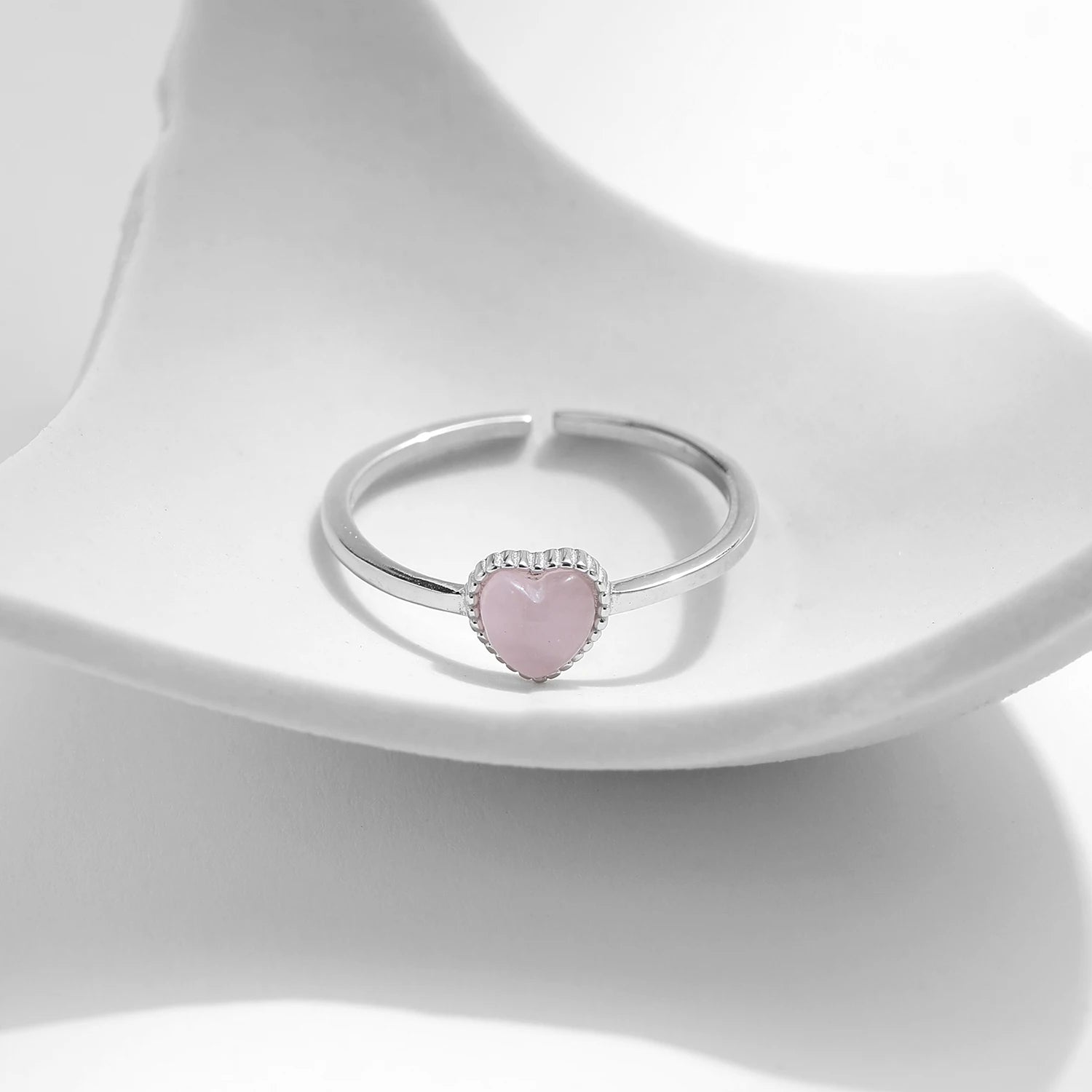 Sweetheart Pink Crystal & Opal Adjustable Ring