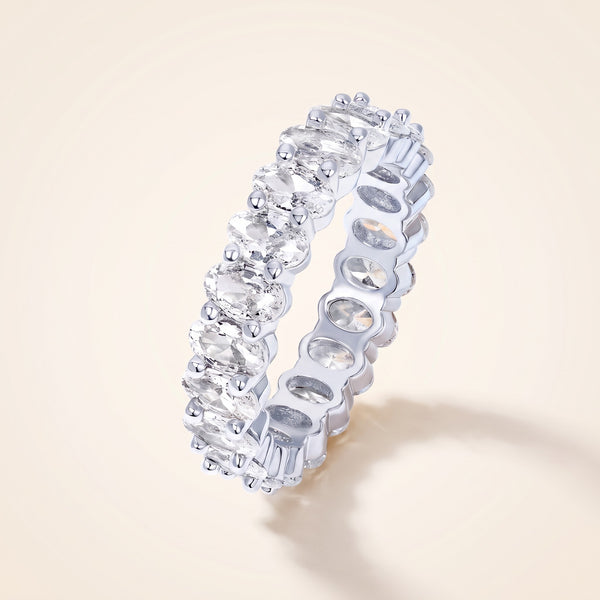 Anello eternity zirconi ovali color argento