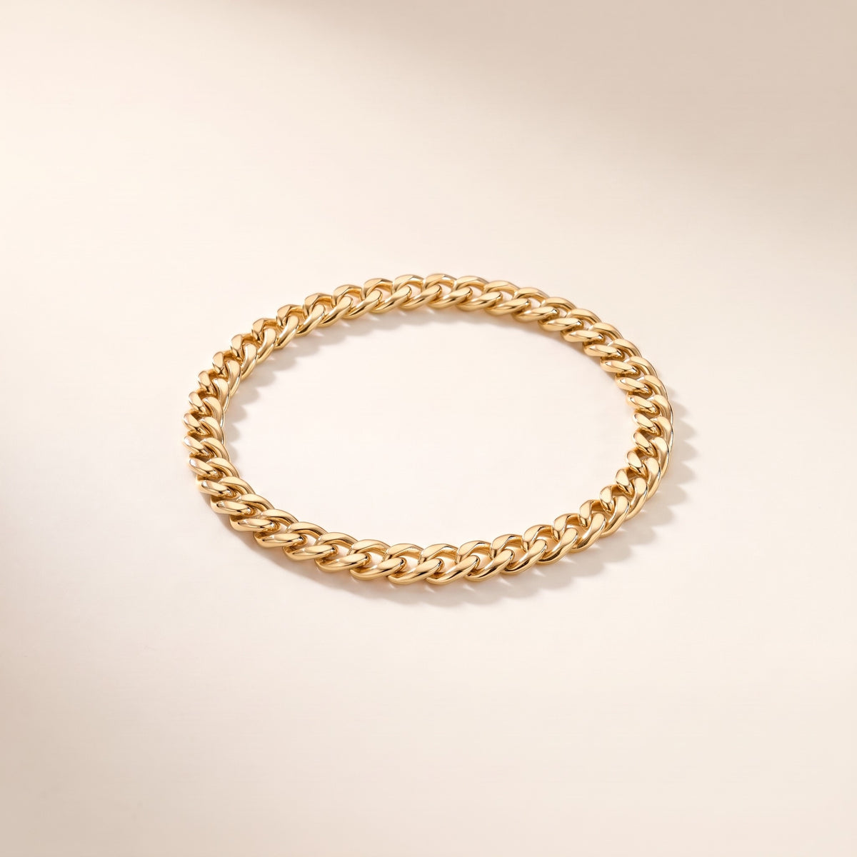 Pulsera de cadena cubana fina bañada en oro de 18K