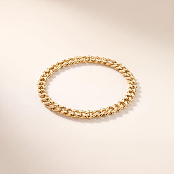 Pulsera de cadena cubana fina bañada en oro de 18K