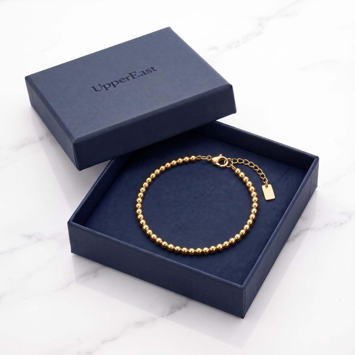 Bracciale a palline placcato oro 18K nella confezione UpperEast