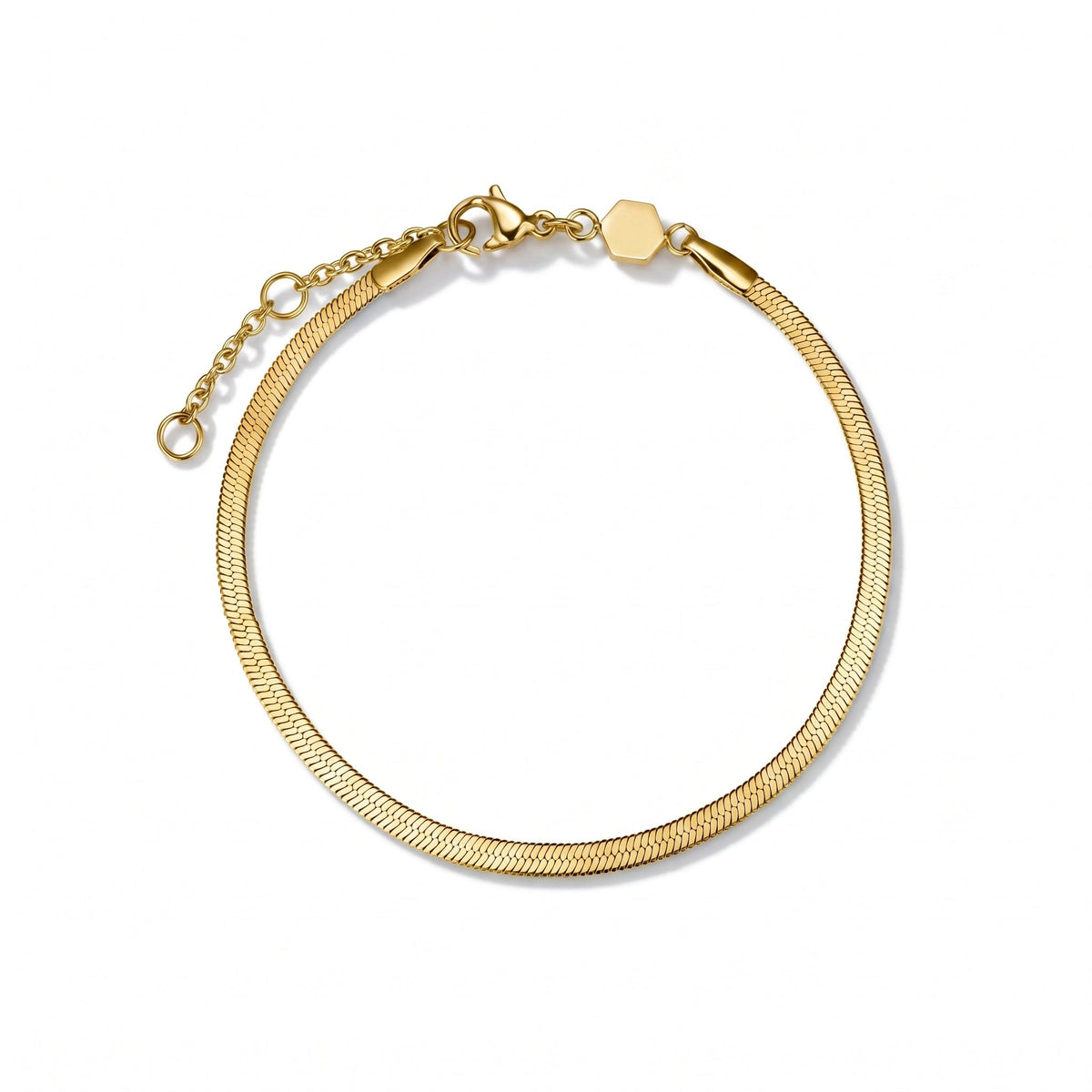 Bracciale catena snake piatta placcato oro 18K visto dall'alto