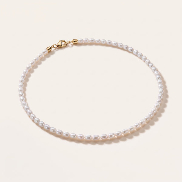 Collana girocollo di perline placcata oro 18K