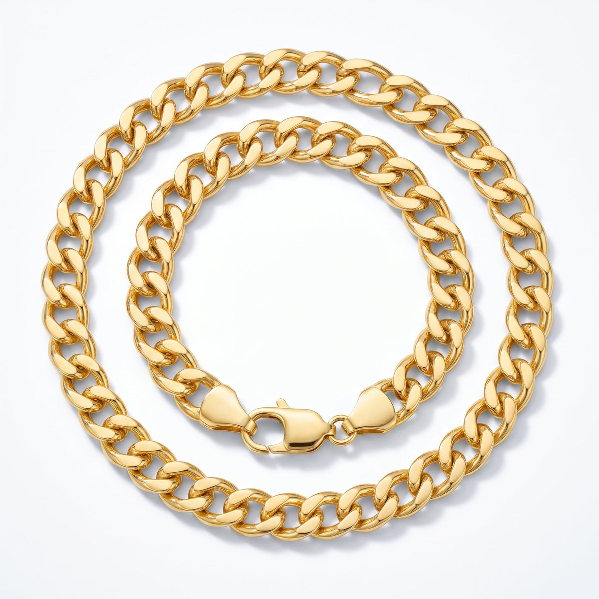 Collana catena groumette grossa placcata oro 18K vista dall'alto