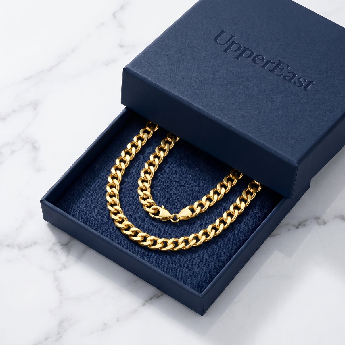 Collana catena groumette grossa placcata oro 18K nella confezione UpperEast