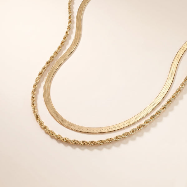 Collar doble espiga bañado en oro de 18K
