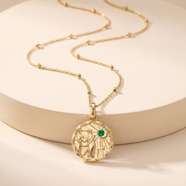 Collar zodiaco personalizado bañado en oro de 18K