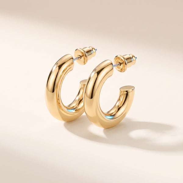Orecchini a cerchio grossi chunky placcati oro 18K