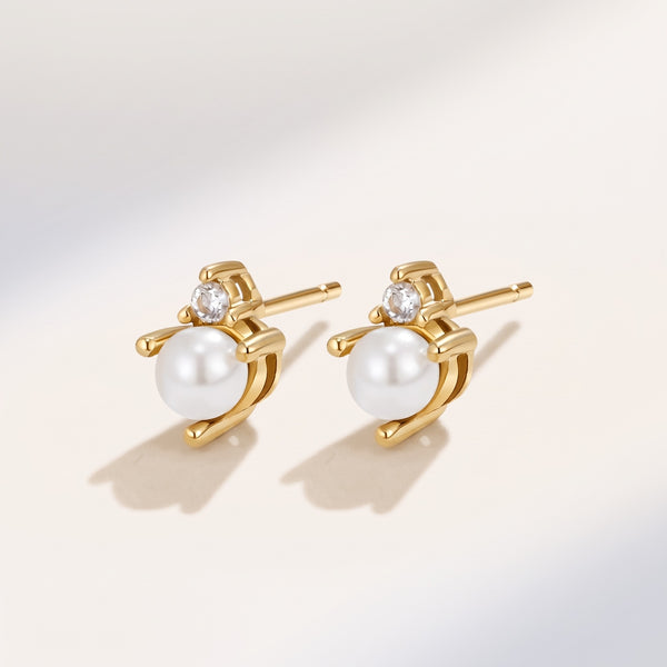 Orecchini perla e cristallo placcati oro 18K
