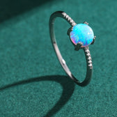 Opal Charm Sterling Silver Ring