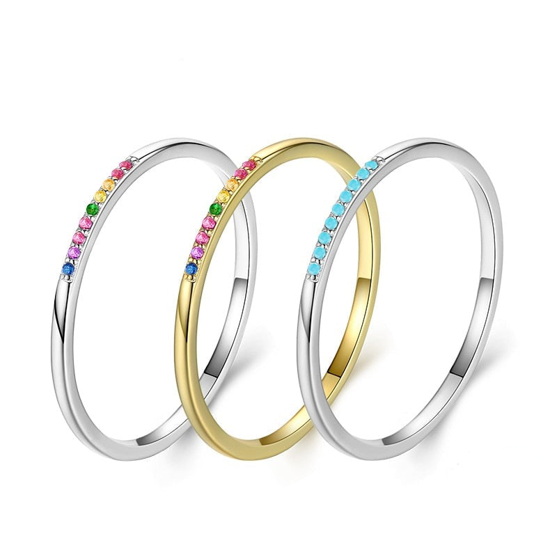 Regenboog stapel Sterling zilveren ring