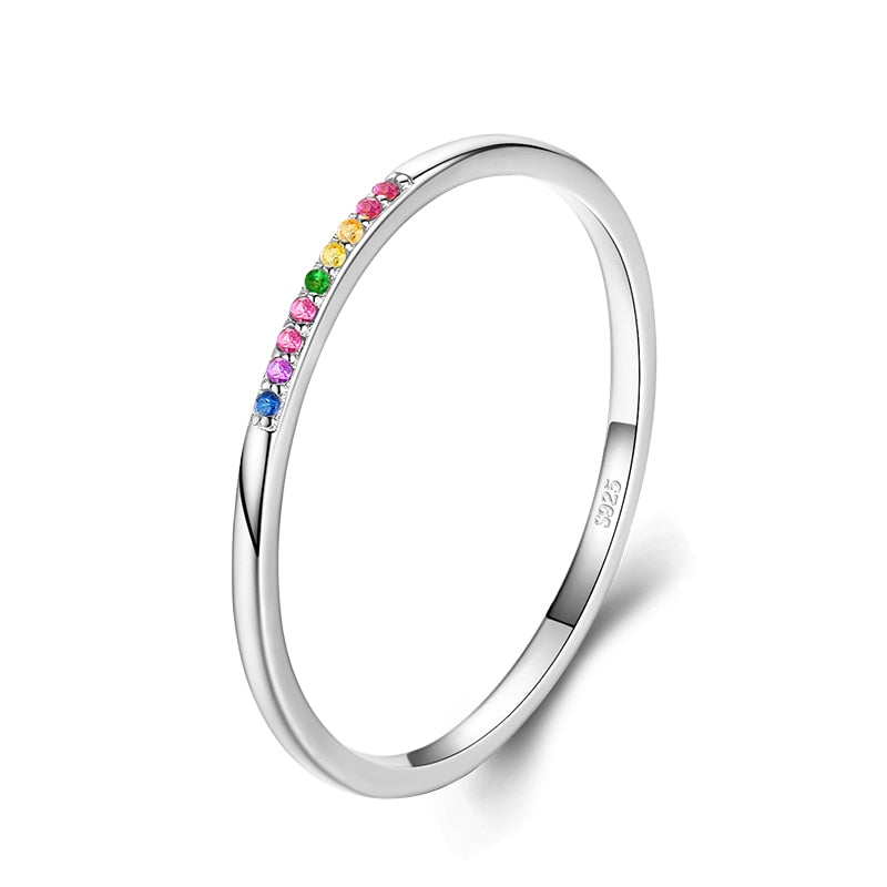 Regenboog stapel Sterling zilveren ring